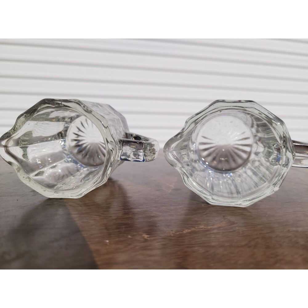 Vintage Clear Pressed Glass Mini Creamer Pitchers - Set of 2 Individual Restaura - Picture 3 of 5